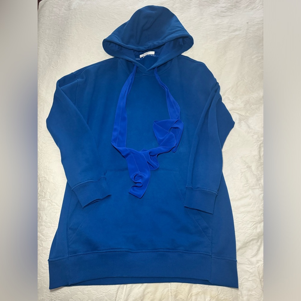 GIVENCHY M SIZE Blue Hoodie DRESS with Ribbon Detail